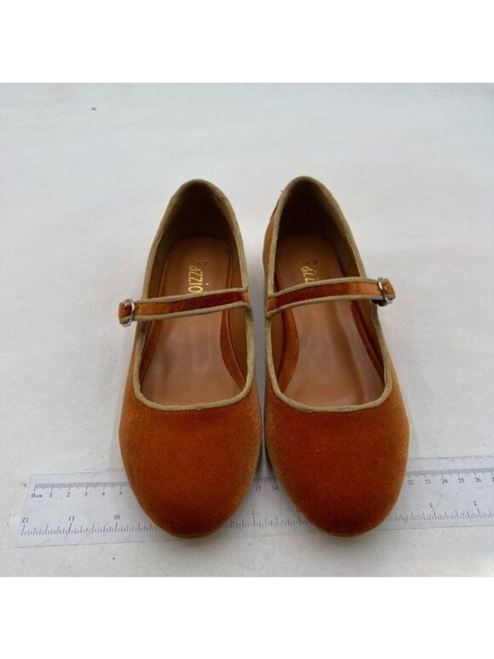 Women's Velvet Mary Jane Flats in Mustard - Picture 4 of 8